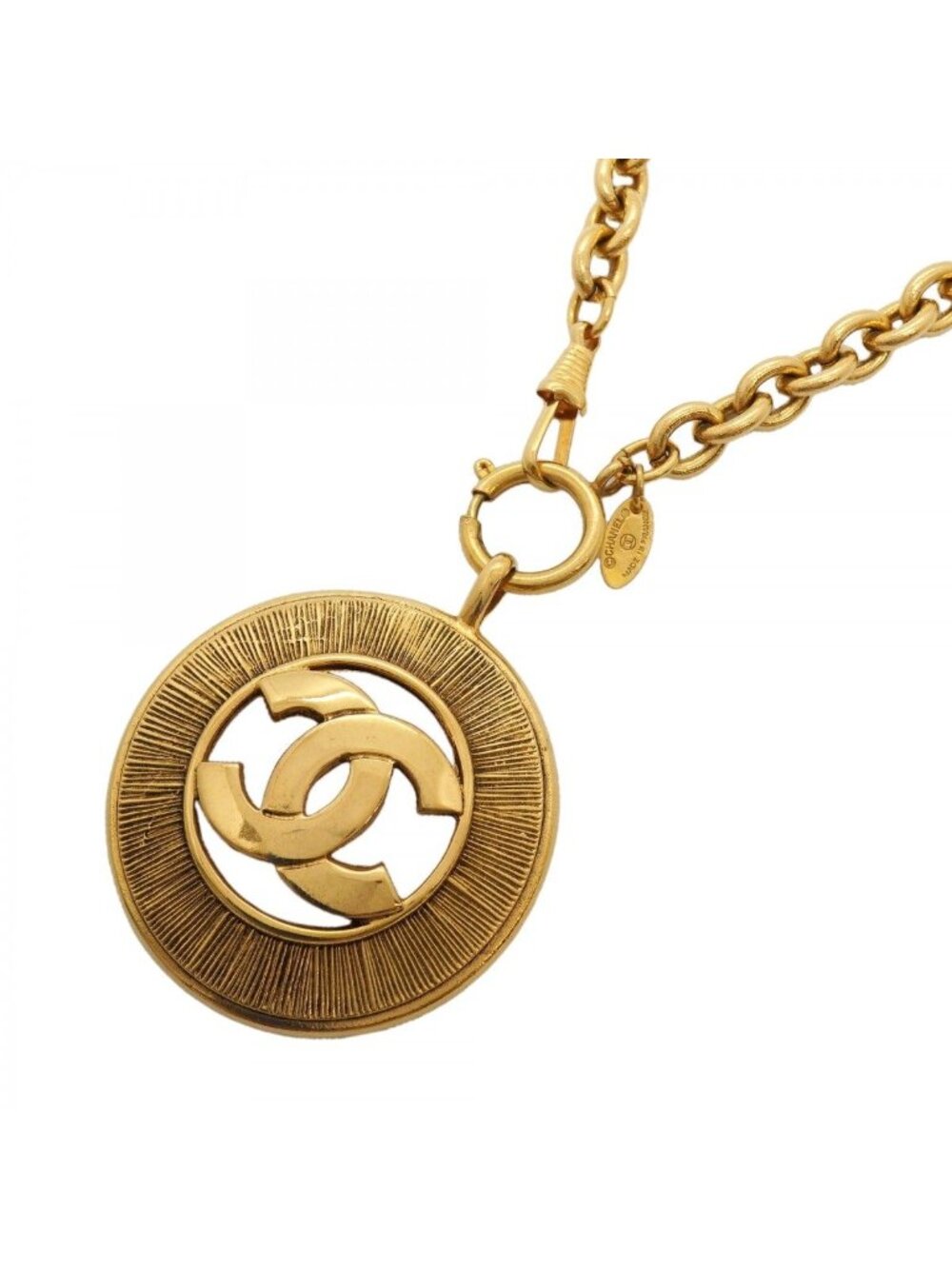 Chanel Necklace Vintage CC Logo Round